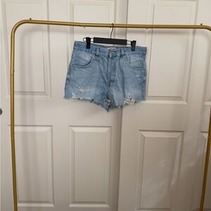 Free People Light Blue Distressed Jean Shorts
